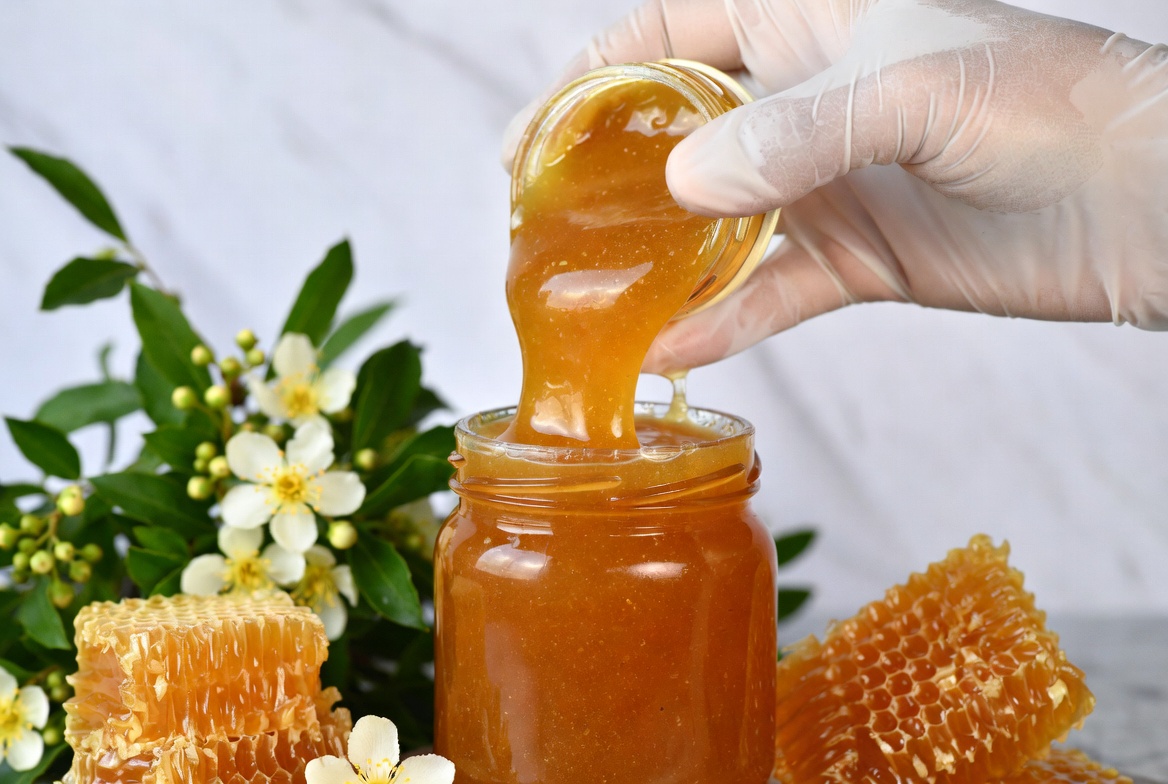 Premium honey jars sealed and packaged