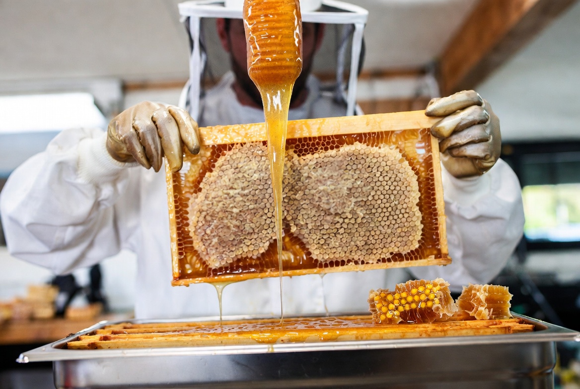 Raw honey cold-press extraction